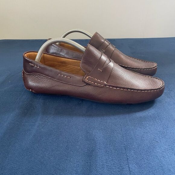 Massimo Matteo Firenze Shoes Men’s 10.5 M Brown Leather Driver Penny Loafers - Picture 2 of 9
